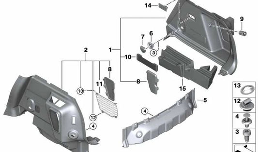 COATING COMPARTMENT RIGHT OEM 51477386510 FOR MINI COUNTRYMAN F60, F60 LCI. Original Mini.