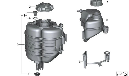 Tubo do conector de depósito de expansão OEM 17138642788 para BMW G20, G21, G30, G31, G32, G11, G12, G14, G15, G16, G05, G06, G07, G29. BMW original.
