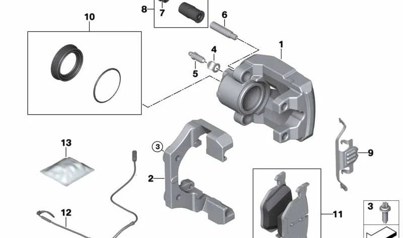 Soporte de pinza de freno trasero OEM 34216789351 para BMW E70, E71. Original BMW.