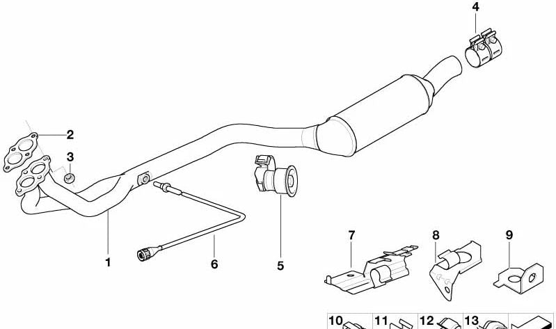 Tuyau d'échappement avec silencieux avant OEM 18101432265 pour BMW E36, Z3. BMW d'origine