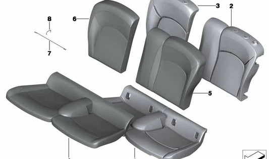 Funda de respaldo de tejido izquierda OEM 52207369123 para MINI F56, F56 LCI. Original MINI.