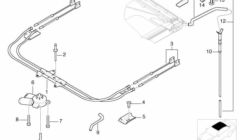 Motore del tetto solare OEM 67616928756 per BMW E46, E38, Mini R50, R53. BMW originale e Mini.