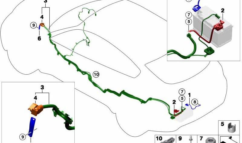 BMW X5 E70, E70N, X6 E71, E72 (OEM 61136974600) Prise en charge du câble). BMW d'origine