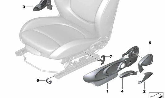 Moldura asiento exterior derecho OEM 52107398336 para MINI F56 Cooper, Cooper D, Cooper S. Original MINI.