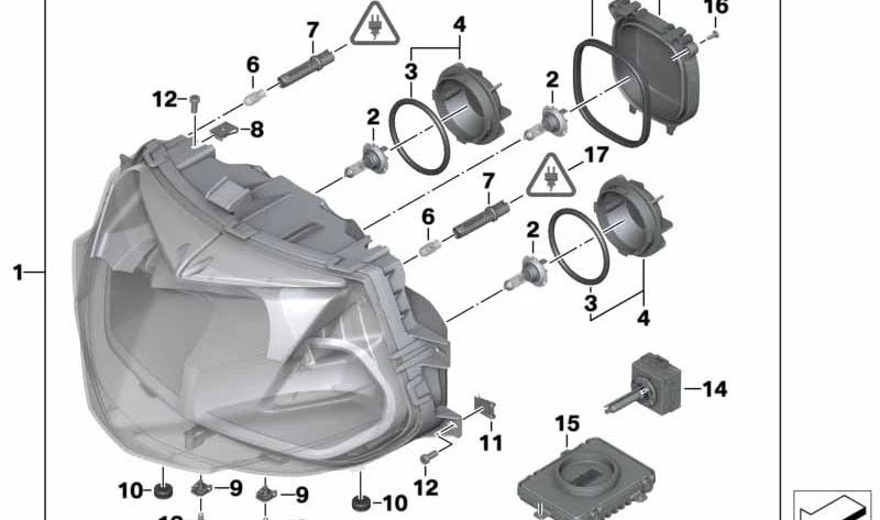 Faro Xenon delantero OEM 63127701740 para motos BMW K1200GT, K1300GT. Original BMW Motorrad.