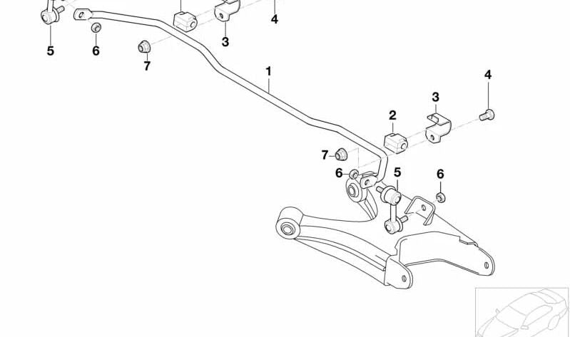 OEM 33551091257 Bar de stabilisateur arrière pour la série BMW 7 E38 (725TDS, 728i, 730d, 730i) avec différents moteurs et transmissions. BMW d'origine.