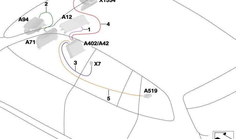 HSD -Kabel -Innenausstattung OEM 61119825188 für BMW X3 G08. Länge 2616 mm. Teil des Haupt -HSD -Kabeldecks sein. Original BMW.