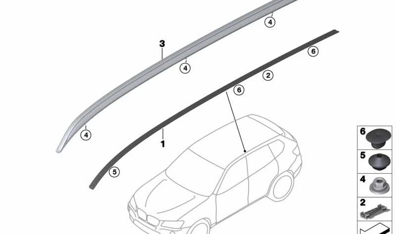 Clip de fijación OEM 51137070747 para BMW E61, F25, F26, E70, E71, E72. Original BMW.