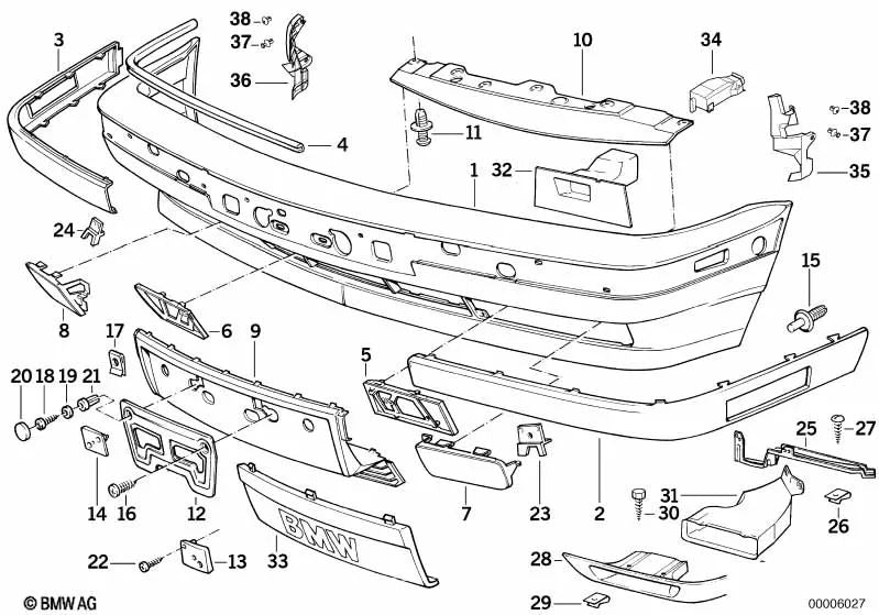 Rejilla para BMW Serie 5 E34 (OEM 51111944179). Original BMW.