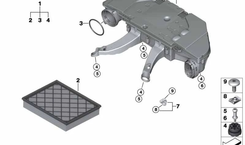 Soporte cubre motor acústico OEM 11147807250 para BMW E46, E90, E91, E92, E93, E60, E61, E63, E64, E65, E66, E83, E53, E70, E71. Original BMW.