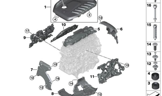 Cubierta acústica del cárter de aceite OEM 11148490326 para BMW G60, G61, G70, G05, G06, G07. Original BMW.