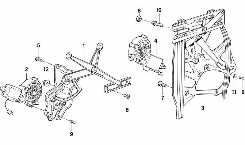Elevalunas eléctrico delantero izquierdo OEM 51331935641 para BMW Serie 3 E30. Pieza original BMW.