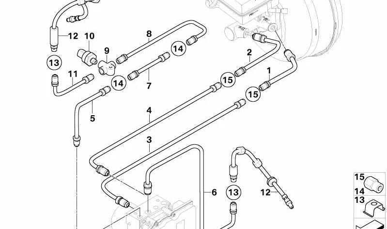 Tubería de freno OEM 34326772574 para BMW E60, E61. Original BMW.