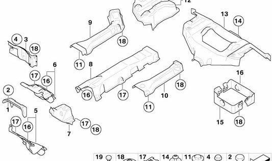 Aislamiento térmico de túnel OEM 51487201454 para MINI R50, R53. Original MINI.