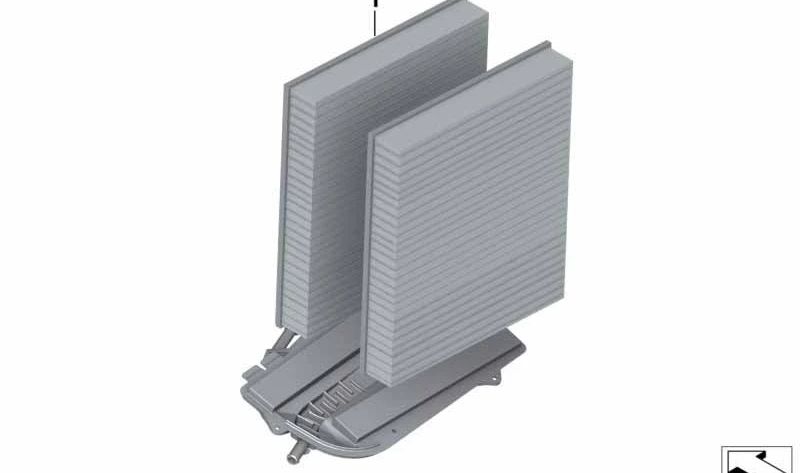Filtre d'antiparticules d'air (pollen et poudre fine) OEM 64116809933 pour BMW F07, F10, F11, F06, F12, F13, F01, F02, F04. BMW d'origine.
