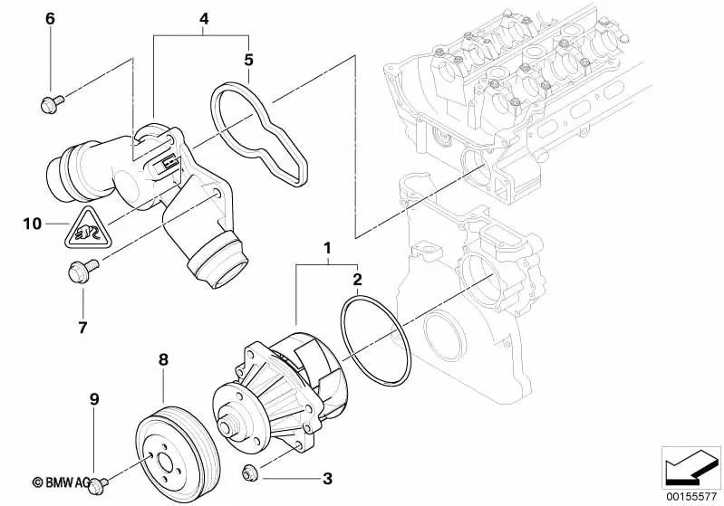 Alloggiamento termostato con termostato OEM 11537509227 per BMW E46, E39, E60, X3 E83, X5 E53, Z3 E36, Z4 E85. BMW originale.