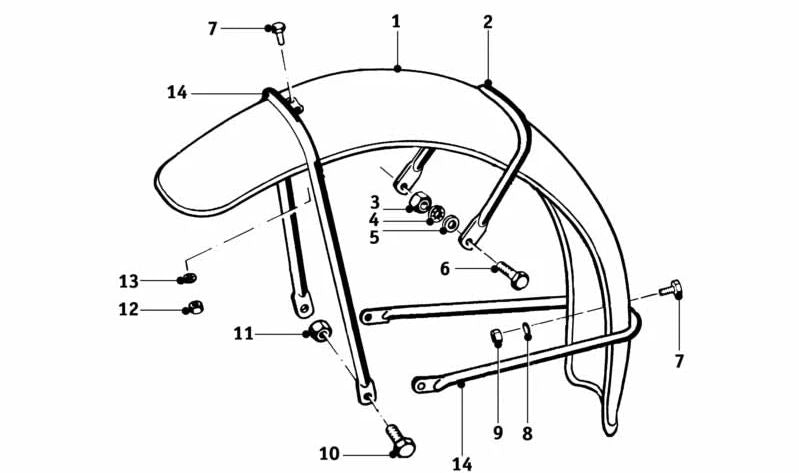 Soporte guardabarros OEM 46615090208 para BMW Motorrad R nineT, R nineT Pure, R nineT Racer, R nineT Scrambler, R nineT Urban G/S (con rueda 19"). Original BMW.