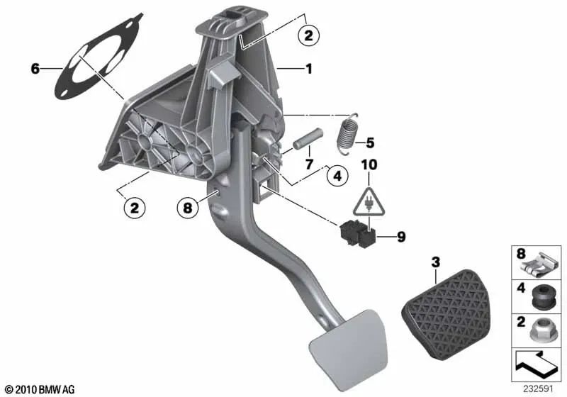Pedal de freio completo para BMW X3 F25, X4 F26 (OEM 35006850499). BMW original