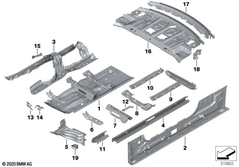 Reinforcement Left Entry for BMW 4 Series G22, G23, G82, G83 (OEM 41009879515). Original BMW