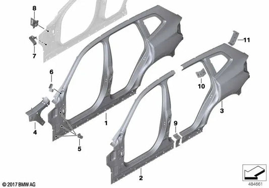 Seitenrahmen esterno a sinistra per BMW X3 F97, G01, G08 (OEM 41007494001). BMW originale