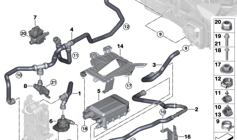 Manguera de retorno del refrigerante OEM 64219872163 para BMW G70. Original BMW.