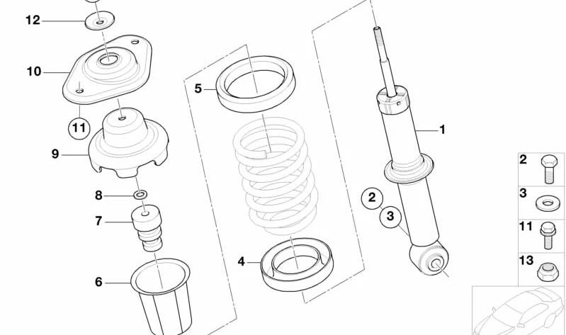 Plato de suspensión trasero OEM 33526776759 para MINI R50, R53, R56, Clubman R55, Cabrio R52, Countryman R60... y más. Original MINI.