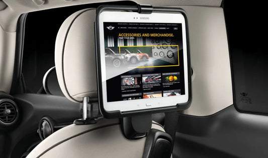 Soporte para tablet Samsung Tab 3/4 10.1 OEM 51952359144 para MINI F56, F55, F60, R56, Clubman F54, Countryman R60… y más. Sistema Travel & Comfort. Original MINI.