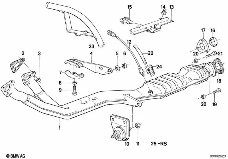 Soporte tubo de escape OEM 18211178246 para BMW Serie 5 E28, Serie 6 E24. Original BMW.