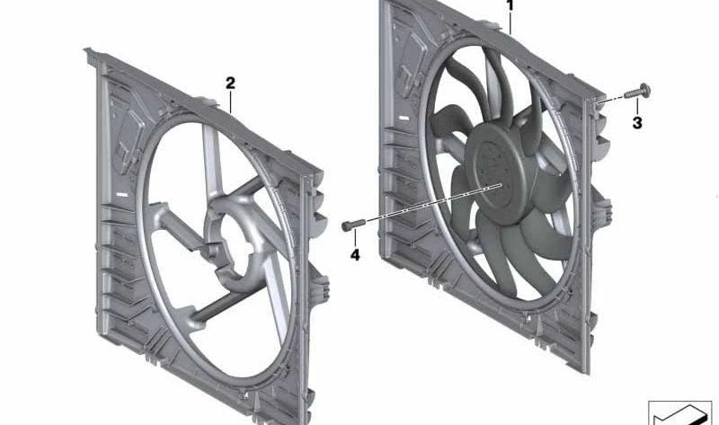 Soporte con ventilador OEM 17425A53270 para BMW G30, G31, G32, G11, G12, G14, G15, G16. Original BMW.