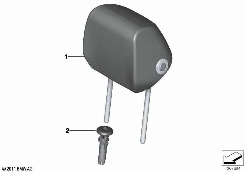 Apoyacabezas de cuero negro/rojo OEM 52107362611 para BMW 3' F30, F31, F34 GT, 4' F36 Gran Coupé... y más. Original BMW.