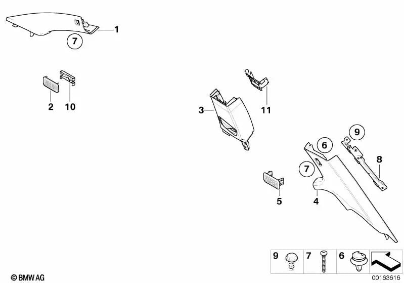 Soporte izquierdo OEM 51437142167 para BMW Serie 3 E92 316i, 318i, 320d. Original BMW.