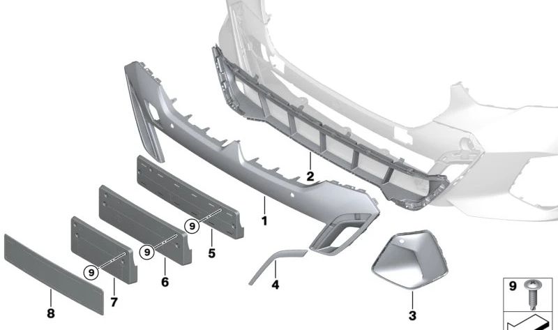 Conducto de aire derecho (Air Curtain) OEM 51115A6EA72 para BMW Serie 3 (G20, G21). Original BMW.