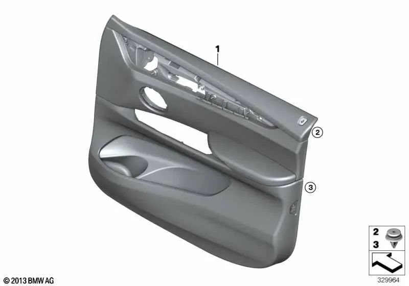Porte en cuir avant droit pour BMW F15 (OEM 51417484724). BMW d'origine