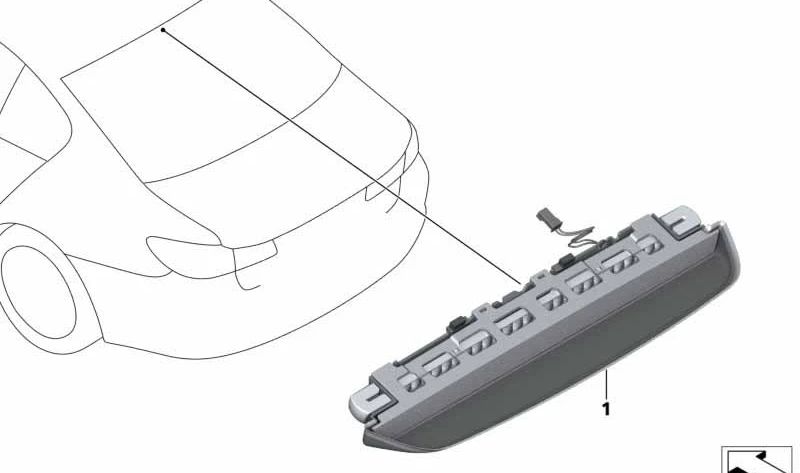 Tercera luz de freno OEM 63257360526 para BMW F90 (M5, M5 CS) y G30 (518d). Original BMW.