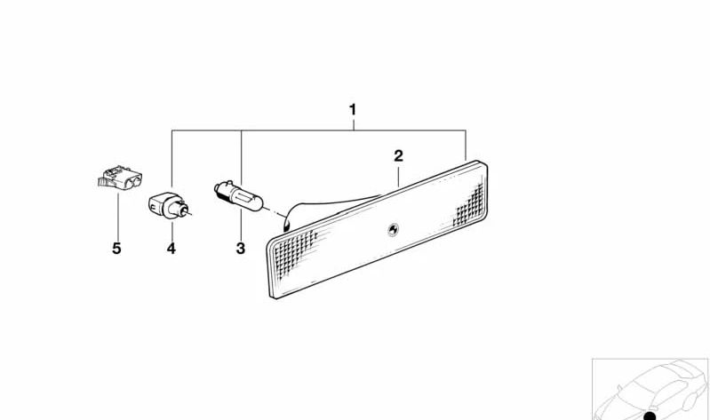 Luz de posición lateral trasera OEM 63141376978 para BMW E34 y E32. Original BMW.
