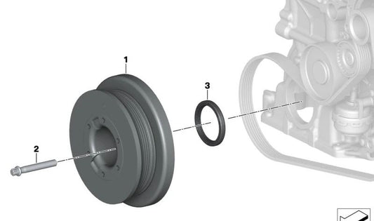 Amortiguador de vibraciones OEM 11238650741 para BMW F20, F21, F22, F23, G42, F30, F31, F34, G20, G21, F32, F33, F36, G22, G23, G26, G30, G31, G38, G32, G11, G12, G14, G15, G16, G01, G02, G05, G06, G07, G29. Original BMW.