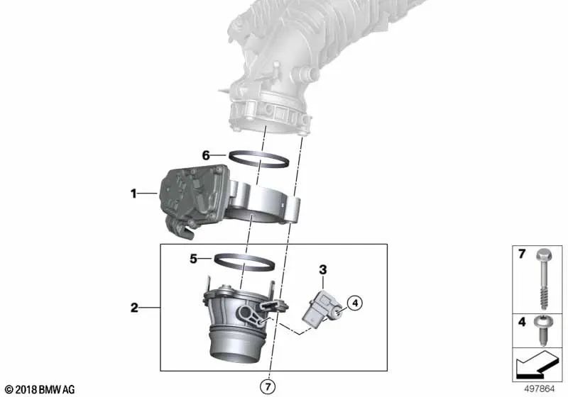 Condotto dell'aria di sovralimentazione OEM 13718654523 per BMW Serie 3 G20, Serie 4 G22, X3 G01... e altro ancora. BMW originale.