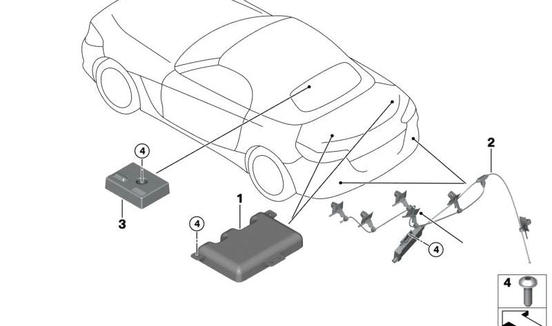 Antena multibanda derecha OEM 65209396828 para BMW E63, E64, F06, F12, F13. Original BMW.