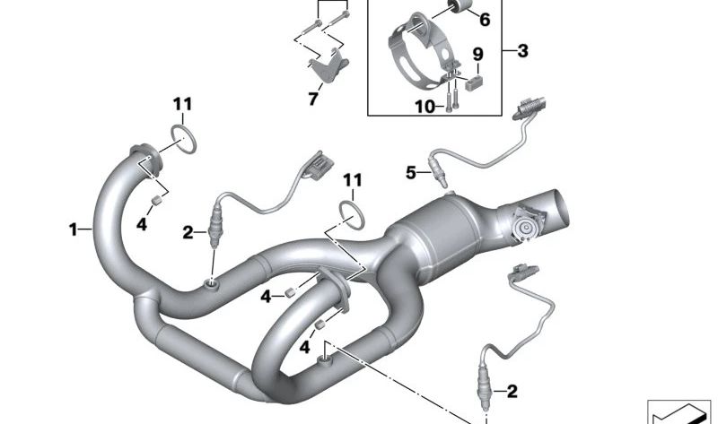 Soporte múltiple de escape OEM 23407681330 para motos BMW R1200GS, R1200RT, R nineT, HP2 Sport, R nineT Scrambler… y más. Original BMW Motorrad.
