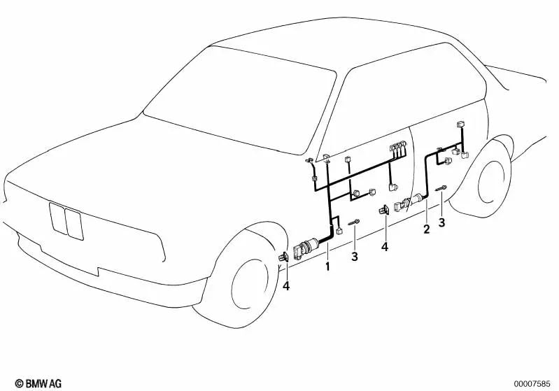 Cableado de puerta trasero derecho para varios modelos/series de BMW (OEM 61128366718). Original BMW.