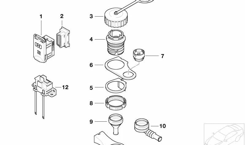 Tapa con cuadro toma de corriente OBD OEM 61138373323 para BMW Serie 3 E46, Serie 5 E39, Serie 7 E38, X5 E53, X5 F15, X6 F16... y más. Original BMW.