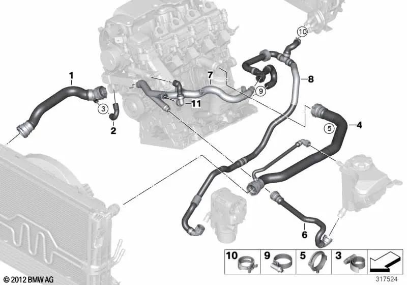 Mangueira de retorno do tanque de expansão para BMW E87, E90, E91 (OEM 17127789590). BMW originais.
