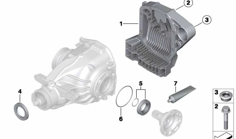 Tapa de diferencial OEM 33132283312 para BMW E90, E92, E93. Original BMW.