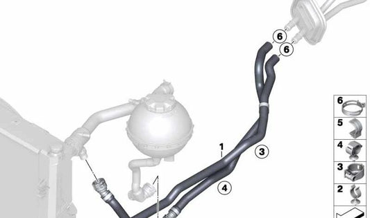 Manguera de calefacción OEM 64219223587 para BMW F20, F20N, F21, F21N, F30, F30N, F31, F35N. Original BMW.