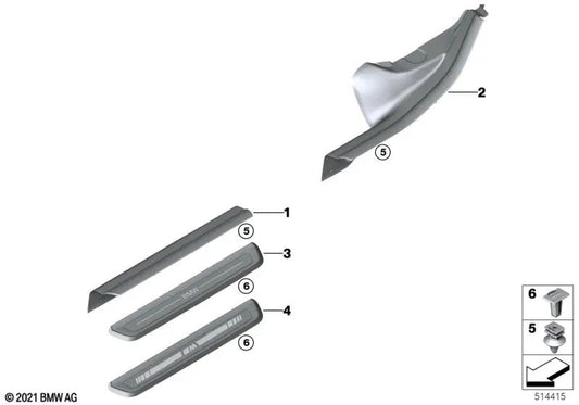 Embellecedor de entrada delantero OEM 51477407387 para BMW Serie 3 G20, G21, Serie 4 G26... y más. Original BMW.