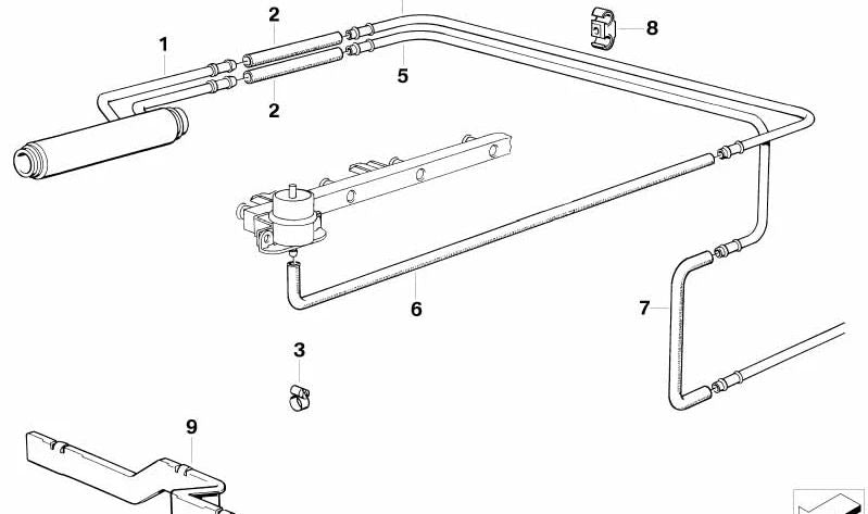 Tubo de succión del evaporador al compresor OEM 64531380542 para BMW E30 325e y 325i (todos los modelos compatibles). Original BMW.