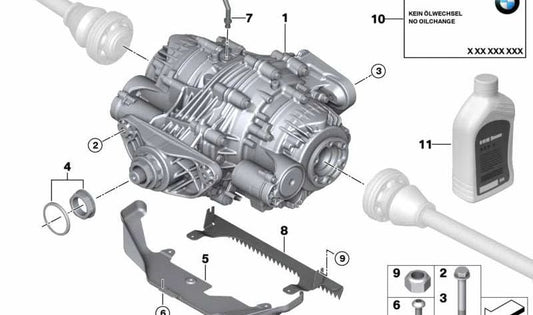 OEM 33107572697 rear differential protector for BMW X5 (E70, F15, F85) and BMW X6 (E71, F16, F86). Original BMW.