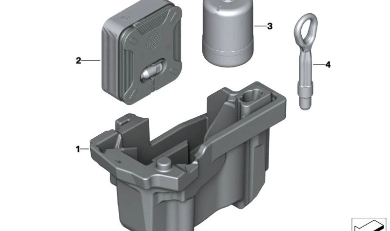 Bandeja portaequipos para kit de movilidad OEM 71106892767 para BMW G31 (520e, 530e, 530e xDrive). Original BMW.