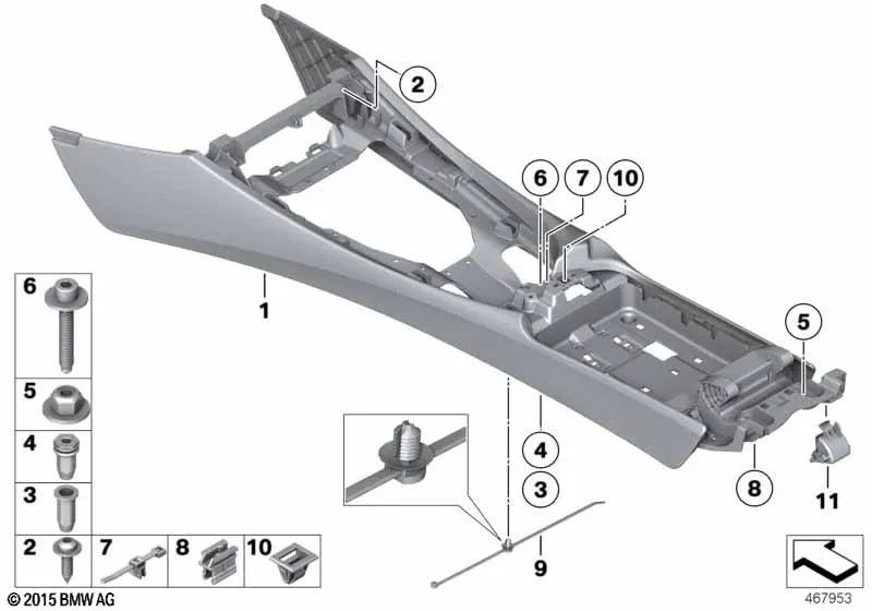 Peso con carcasa consola central OEM 51169218703 para BMW Z4 E89 (2008-2016). Original BMW.