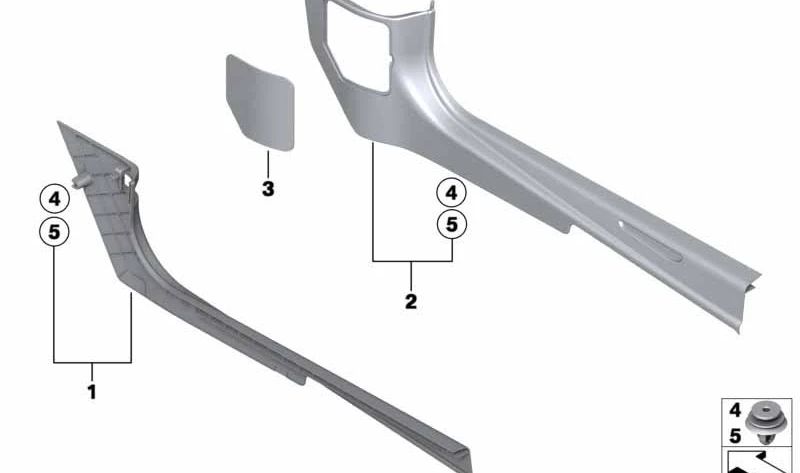Garniture latérale inférieure avant droite OEM 51432758866 pour MINI Coupé R58, Roadster R59. MINI d'origine.